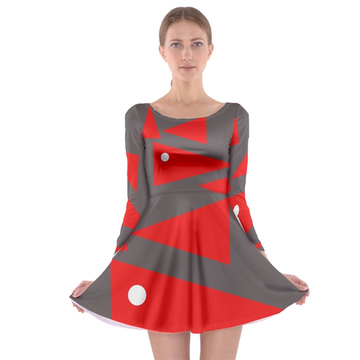 Decorative Abstraction Long Sleeve Skater Dress
