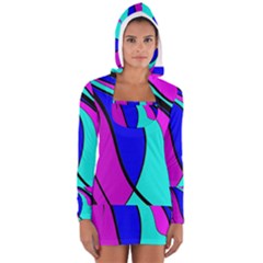 Purple And Blue Women s Long Sleeve Hooded T-shirt by Valentinaart