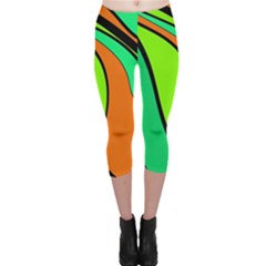 Green And Orange Capri Leggings  by Valentinaart