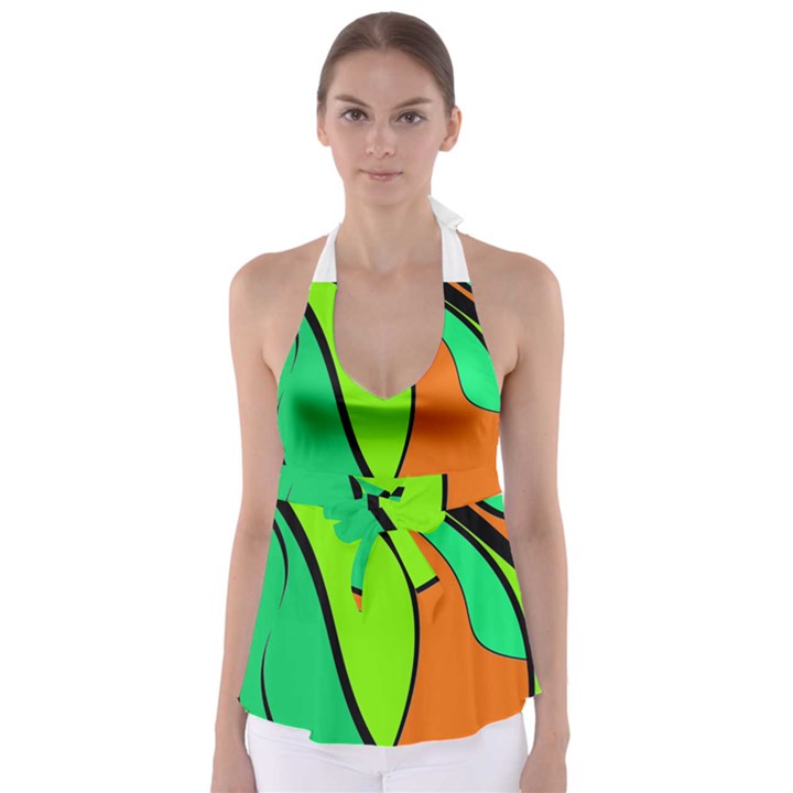 Green and orange Babydoll Tankini Top