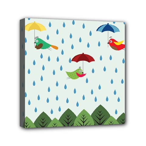 Birds In The Rain Mini Canvas 6  X 6  by justynapszczolka