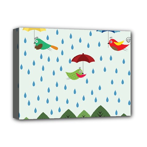 Birds In The Rain Deluxe Canvas 16  X 12   by justynapszczolka