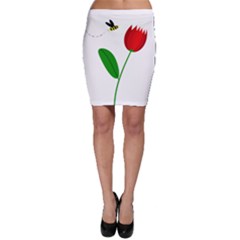 Red Tulip And Bee Bodycon Skirt by Valentinaart