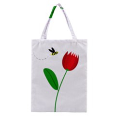 Red Tulip And Bee Classic Tote Bag by Valentinaart