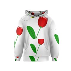 Red Tulip And Bee Kids  Pullover Hoodie