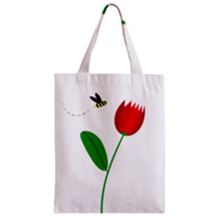 Red Tulip And Bee Zipper Classic Tote Bag by Valentinaart