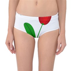 Red Tulip And Bee Mid-waist Bikini Bottoms by Valentinaart