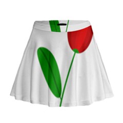 Red Tulip And Bee Mini Flare Skirt by Valentinaart