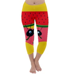 Ants And Watermelon  Capri Winter Leggings  by Valentinaart