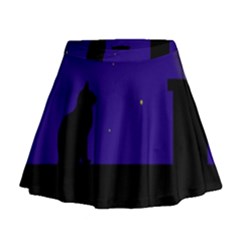 Cat On The Roof  Mini Flare Skirt by Valentinaart