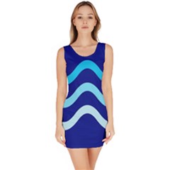 Blue Waves  Sleeveless Bodycon Dress by Valentinaart