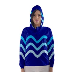 Blue Waves  Hooded Wind Breaker (women) by Valentinaart