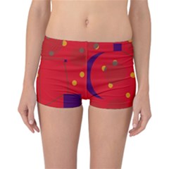 Red Abstract Sky Reversible Boyleg Bikini Bottoms by Valentinaart