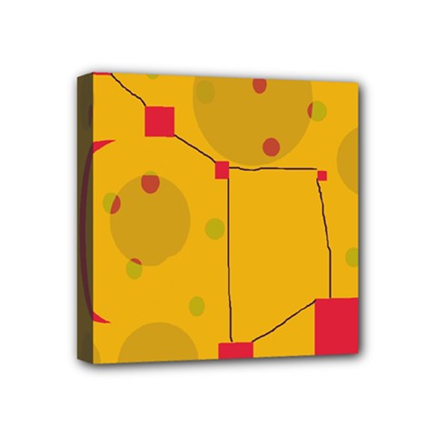 Yellow Abstract Sky Mini Canvas 4  X 4  by Valentinaart