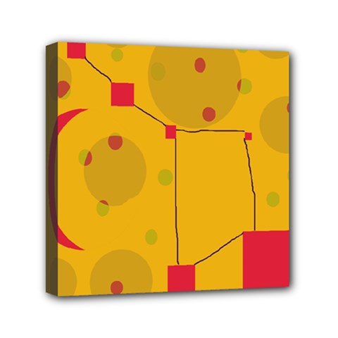 Yellow Abstract Sky Mini Canvas 6  X 6  by Valentinaart