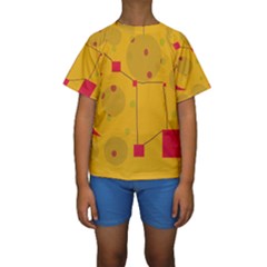 Yellow Abstract Sky Kid s Short Sleeve Swimwear by Valentinaart