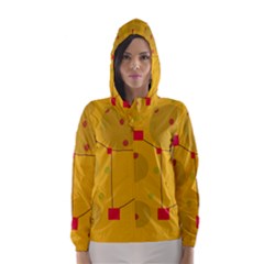 Yellow Abstract Sky Hooded Wind Breaker (women) by Valentinaart