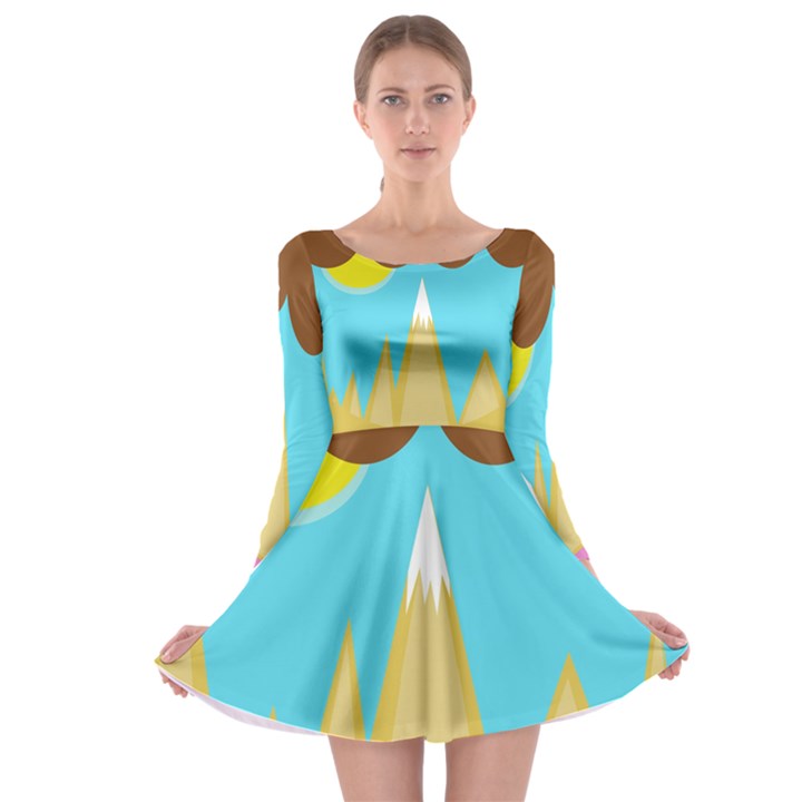 Abstract landscape  Long Sleeve Skater Dress