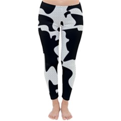 Black And White Elegant Design Winter Leggings  by Valentinaart