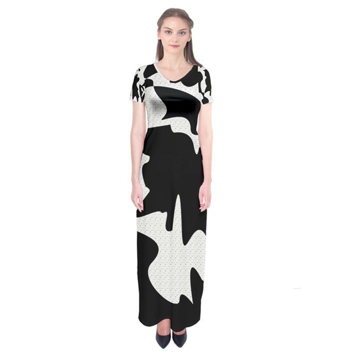 Black and white elegant design Short Sleeve Maxi Dress