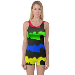 Colorful Abstraction One Piece Boyleg Swimsuit by Valentinaart