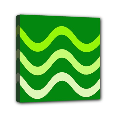 Green waves Mini Canvas 6  x 6 