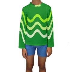 Green waves Kid s Long Sleeve Swimwear