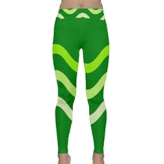 Green Waves Yoga Leggings by Valentinaart