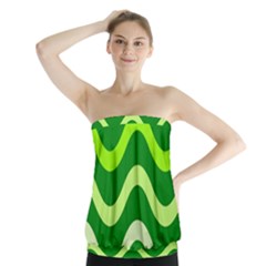 Green waves Strapless Top