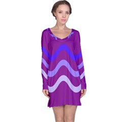 Purple Waves Long Sleeve Nightdress by Valentinaart
