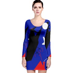 Night Birds  Long Sleeve Velvet Bodycon Dress by Valentinaart