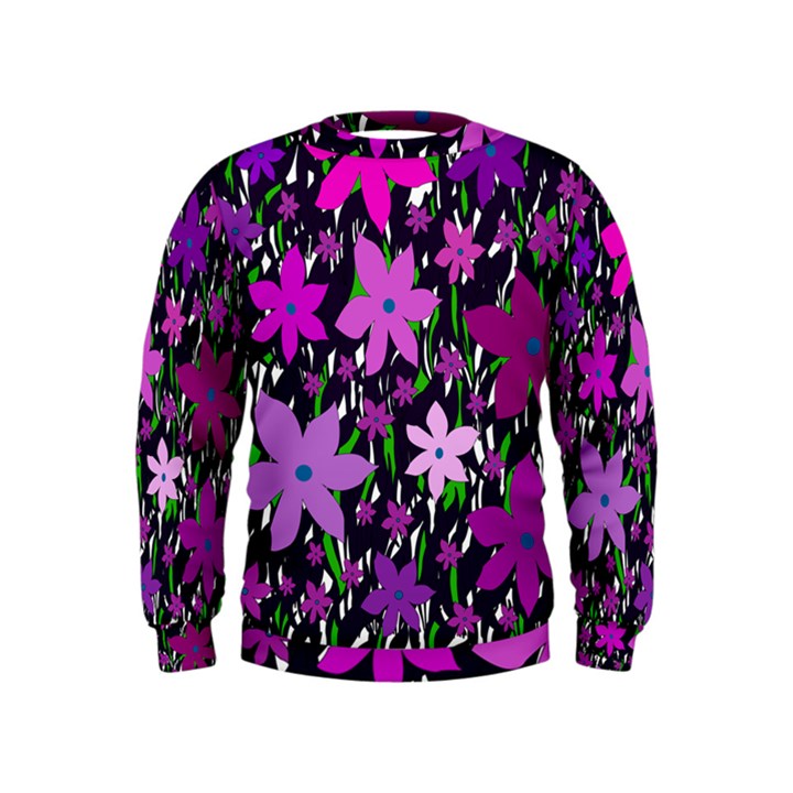 Purple Fowers Kids  Sweatshirt