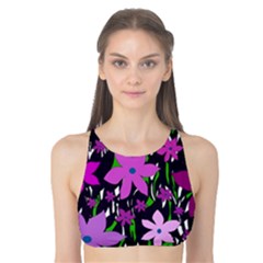 Purple Fowers Tank Bikini Top by Valentinaart