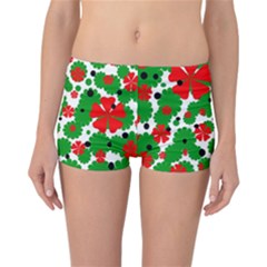 Red And Green Christmas Design  Reversible Boyleg Bikini Bottoms by Valentinaart