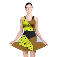 Cheese  Reversible Skater Dress by Valentinaart