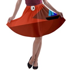 Red Monster Fish A-line Skater Skirt