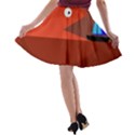 Red monster fish A-line Skater Skirt View2