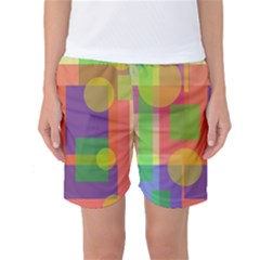 Colorful Geometrical Design Women s Basketball Shorts by Valentinaart