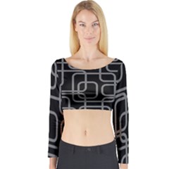 Black And Gray Decorative Design Long Sleeve Crop Top by Valentinaart