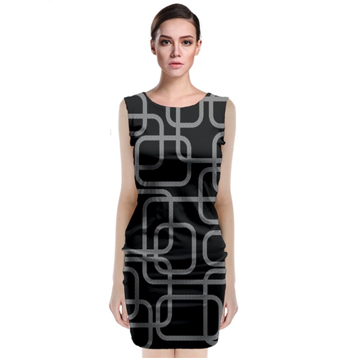 Black and gray decorative design Classic Sleeveless Midi Dress