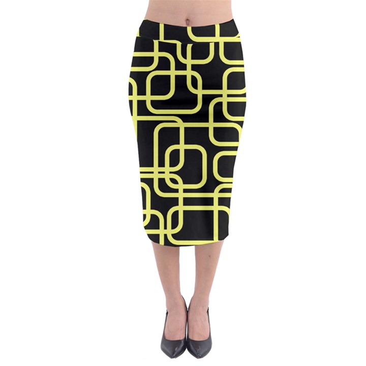 Yellow and black decorative design Midi Pencil Skirt