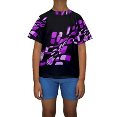Purple Decorative Abstraction Kid s Short Sleeve Swimwear by Valentinaart