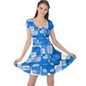 Blue decorative abstraction Cap Sleeve Dresses View1