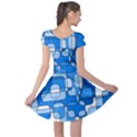 Blue decorative abstraction Cap Sleeve Dresses View2