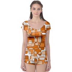 Orange Decorative Abstraction Boyleg Leotard  by Valentinaart