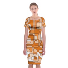 Orange Decorative Abstraction Classic Short Sleeve Midi Dress by Valentinaart