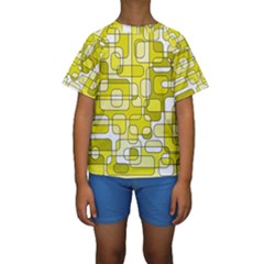 Yellow Decorative Abstraction Kid s Short Sleeve Swimwear by Valentinaart