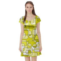 Yellow Decorative Abstraction Short Sleeve Skater Dress by Valentinaart