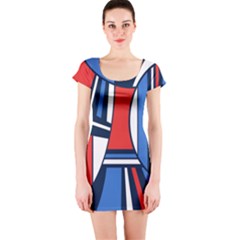 Abstract Nautical Short Sleeve Bodycon Dress by olgart