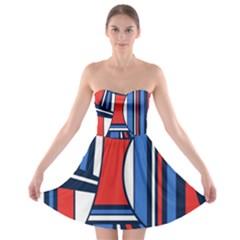 Abstract Nautical Strapless Dresses